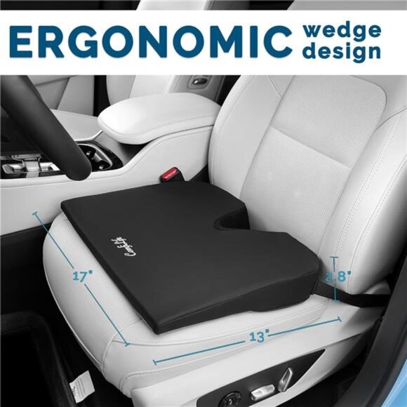 Car Seat Cushion Wedge for Driving Back Pain Sciatica Relief Office Truck Chair - Picture 2 of 7